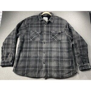 Sonoma Jacket Mens XXL Gray Black Plaid Sherpa Fleece Lined Snap Front Pockets